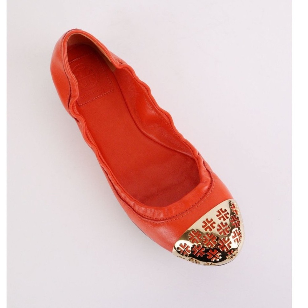 Tory Burch Orange Gold Flats - Picture 6 of 10